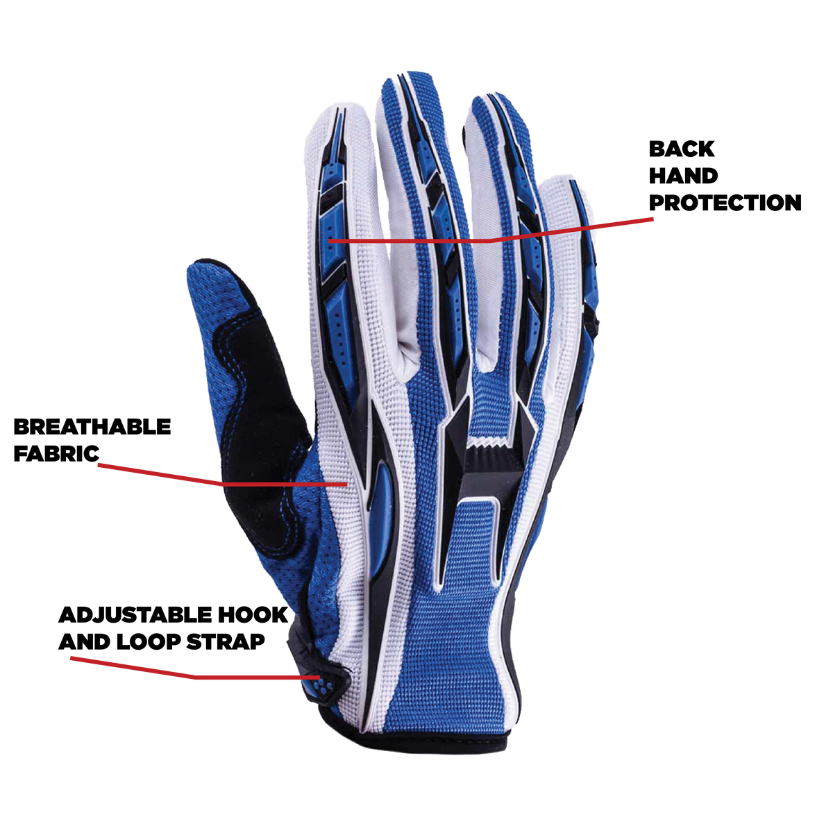 Adult Off Road Motocross ATV Gloves Blue from Typhoon Helmets