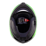 Green Adult Modular Flip up Snowmobile Helmet with dual lens Heated shield and drop down sun-glass