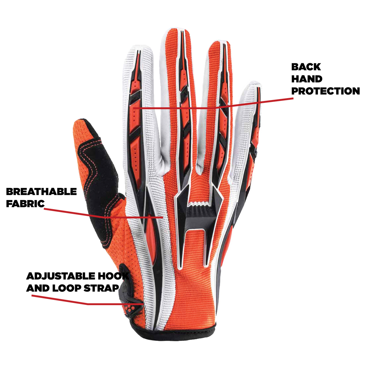 Adult Off Road Motocross ATV Gloves Orange from Typhoon Helmets