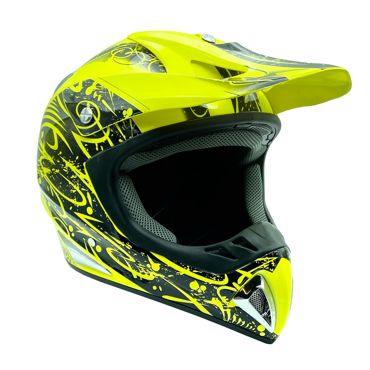 Adult HI-VIZ MOTOCROSS ATV OFFROAD Helmet Combo with Gloves and