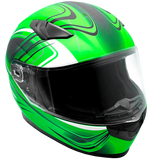 Adult Full Face Matte Green Snowmobile Helmet w/ Electric Heated Shield