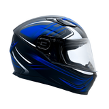 Adult Full Face Matte Blue Snowmobile Helmet w/ Electric Heated Shield