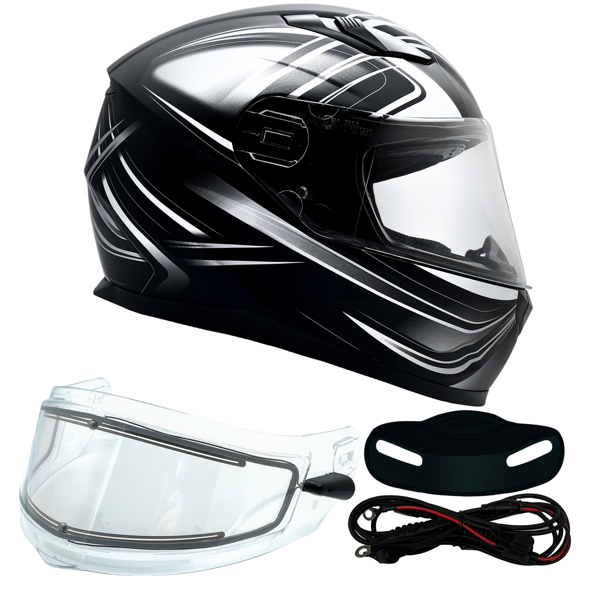 Grey Adult Snowmobile Helmet w/ Electric Heated Shield