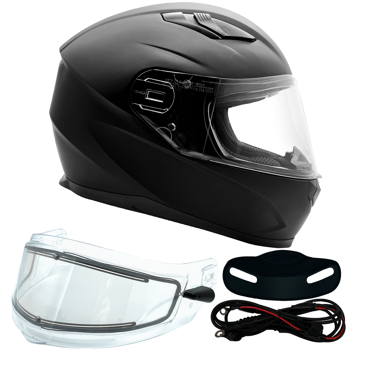 Adult Snowmobile Helmet Matte Black with Heated Shield from Typhoon