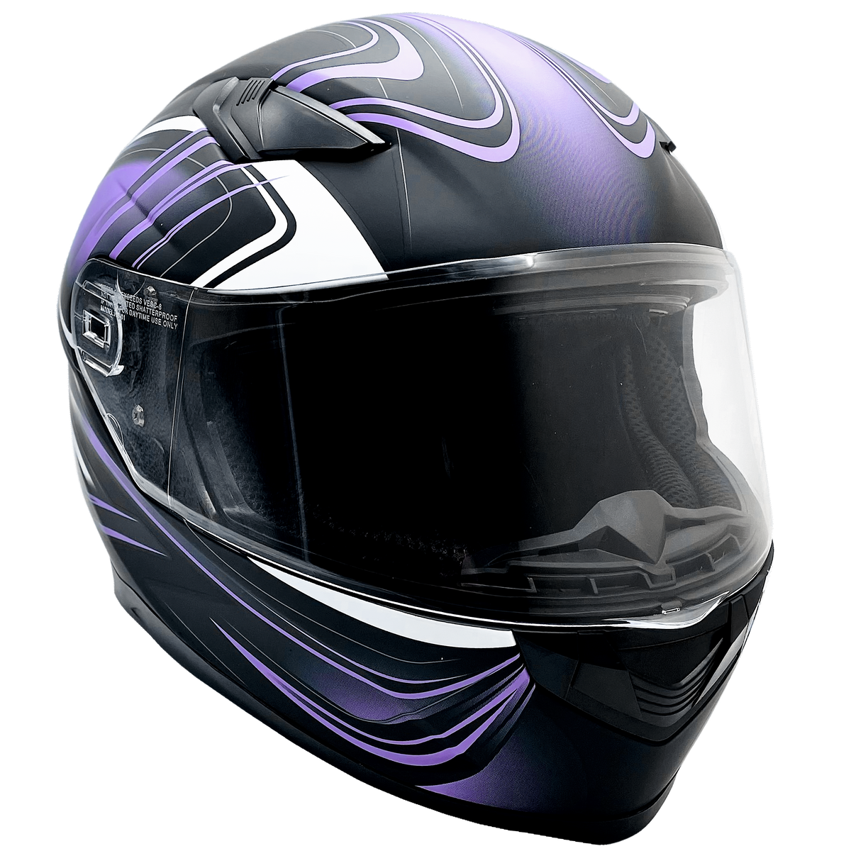 Purple Adult Full Face Helmet w/ Retractable Sun Visor