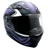 Adult Matte Purple Full Face Helmet w/ Retractable Sun Visor