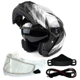 Modular Dual Visor Adult Snowmobile Helmet w/ Electric Heated Shield Black/White