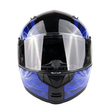 Blue Adult Modular Flip up Snowmobile Helmet with dual lens Heated shield and drop down sun-glass