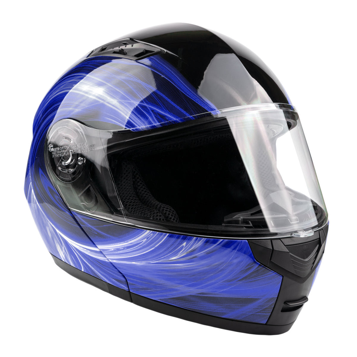 Adult Heated Modular Typhoon Snowmobile Helmet Blue Typhoon Helmets