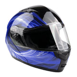 Blue Adult Modular Flip up Snowmobile Helmet with dual lens Heated shield and drop down sun-glass