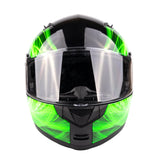 Green Adult Modular Flip up Snowmobile Helmet with dual lens Heated shield and drop down sun-glass