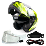 HI-Viz Modular Dual Visor Adult Snowmobile Helmet Electric Heated Shield