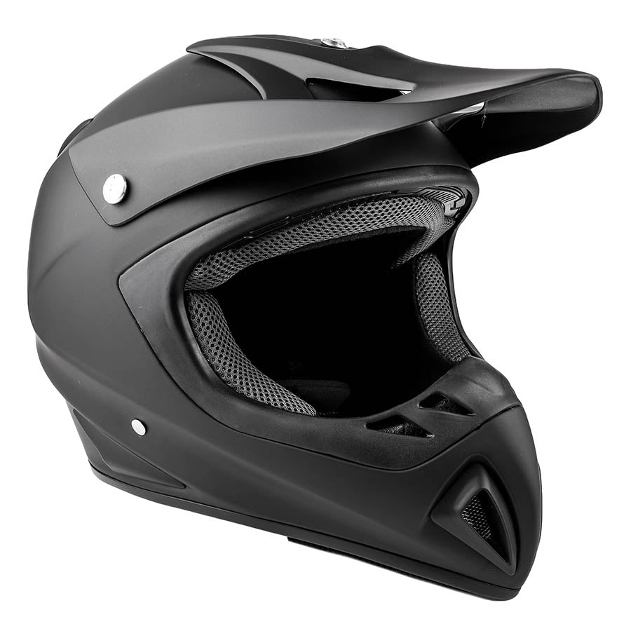 Adult TYPHOON OFFROAD ATV MOTOCROSS Helmet Matte Black with Red Goggles