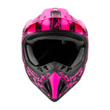 Adult Helmet Combo Matte Pink Splatter w/ Black Gloves & Goggles