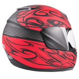 Motorcycle Combo - Youth Full Face Matte Red Helmet With Red Gloves