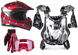 Red Web Graphic Helmet, Gloves, Goggles & Pee-Wee Chest Protector