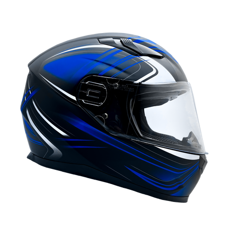 Matte Black & Blue Full Face Adult Helmet (XL) - FACTORY SECOND