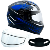XS Adult Blue Full Face Snowmobile Helmet w/ Double Pane Shield