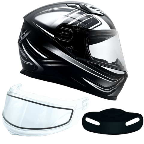 XS Adult Gray Full Face Snowmobile Helmet w/ Double Pane Shield