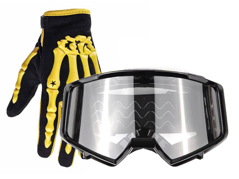 Youth Set Motocross Gloves and Goggles Yellow/Black