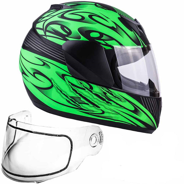 Youth Matte Green Double Pane Snowmobile Helmet
