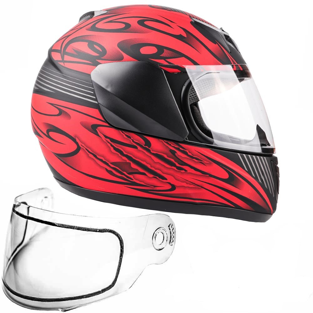 Matte Red Double Pane Youth Snowmobile Helmet