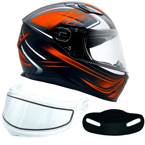 XS Adult Orange Full Face Snowmobile Helmet w/ Double Pane Shield