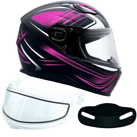 XS Adult Pink Full Face Snowmobile Helmet w/ Double Pane Shield