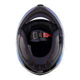 Blue Adult Modular Flip up Snowmobile Helmet with dual lens Heated shield and drop down sun-glass