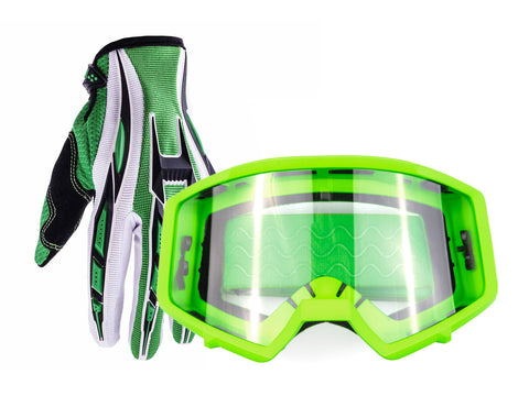 Closeout Adult Goggles & Gloves Combo Green