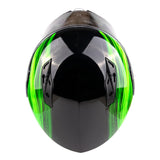 Green Adult Modular Flip up Snowmobile Helmet with dual lens anti fog shield and drop down sun-glass