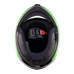 Green Adult Modular Helmet with drop down sun-glass