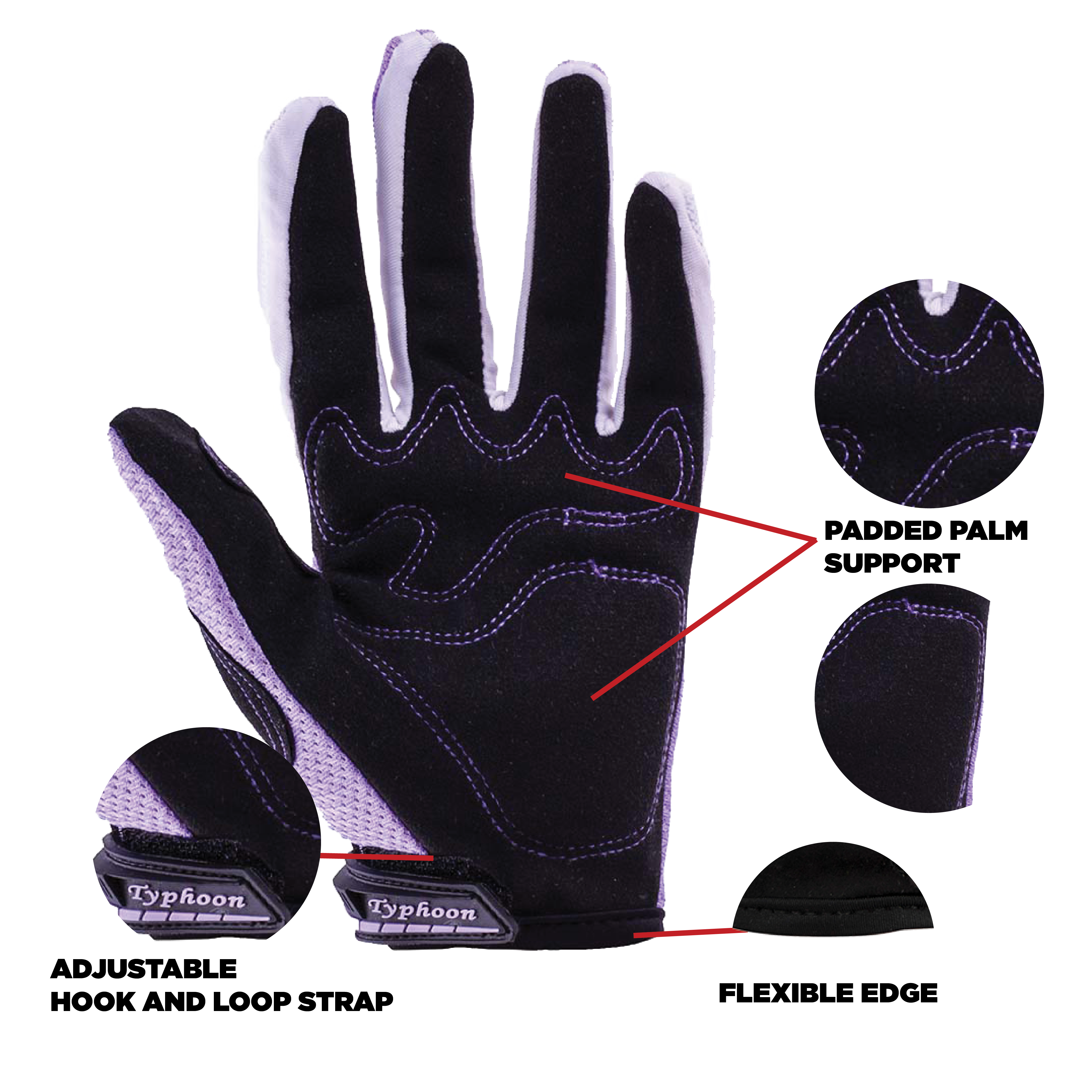 Adult Off Road Motocross ATV Gloves Purple from Typhoon Helmets
