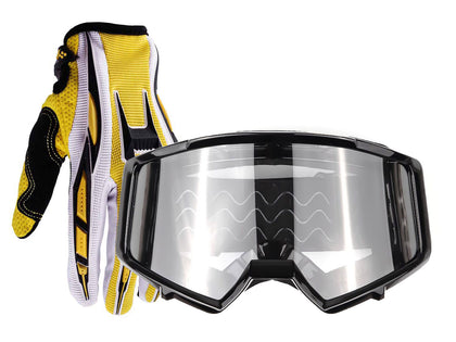 Adult Yellow Gloves & Black Goggle Combo