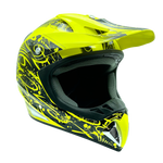HI-Viz Yellow Splatter Adult Motocross Helmet