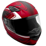 Adult Matte Red Full Face Helmet w/ Retractable Sun Visor