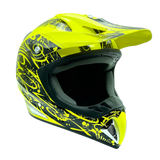 HI-Viz Yellow Adult ATV Helmet w/ Black Goggles