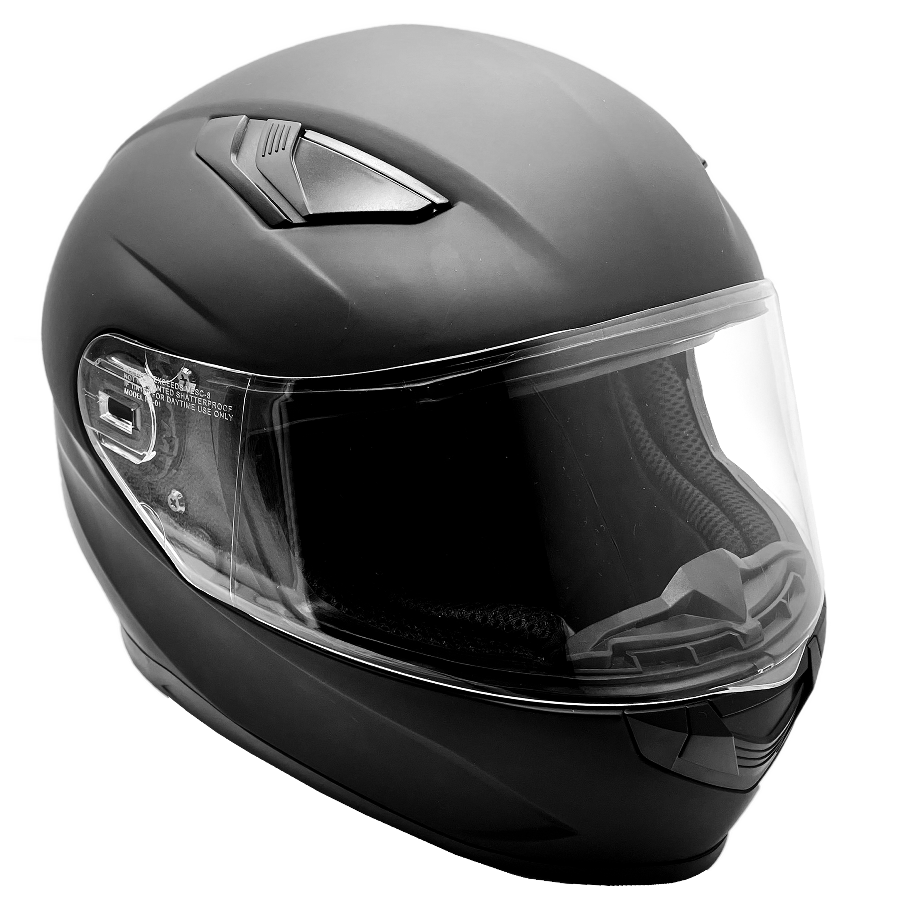 Black Adult Full Face Helmet w/ Retractable Sun Visor