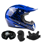 Blue Snocross Snowmobile Helmet w/ Matte Black Goggles