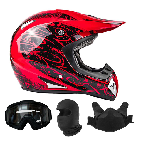 Snocross Helmet Red Splatter w/ Matte Black Goggles