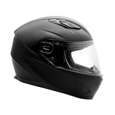 Adult Matte Black Full Face Helmet w/ Retractable Sun Visor