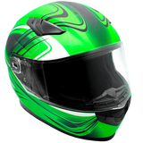Adult Full Face Motorcycle Helmet w/Drop Down Sun Shield (Matte Green, X Small) Size 21 - 21 1/2"