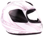 Motorcycle Combo - Youth Full Face White Pink Butterfly Helmet With Gloves