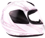 Youth White Pink Butterfly With Double Pane Snowmobile Helmet