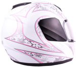 White Pink Butterfly Youth Full Face Motorcycle Helmet