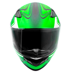 XS Adult Matte Green Full Face Helmet w/ Retractable Sun Visor