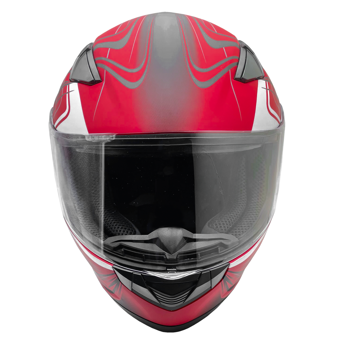 Red XS Adult Full Face Helmet w/ Retractable Sun Visor Typhoon Helmets