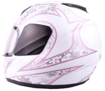 White Pink Butterfly Youth Full Face Motorcycle Helmet