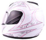 White Pink Butterfly Youth Full Face Motorcycle Helmet