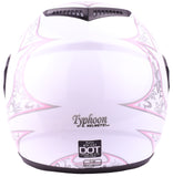 White Pink Butterfly Youth Full Face Motorcycle Helmet